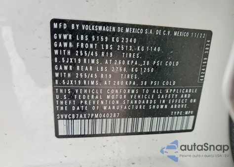 2023 Volkswagen Tiguan Se R-Line Black from USA, damaged, VIN 3VVCB7AX7PM040287